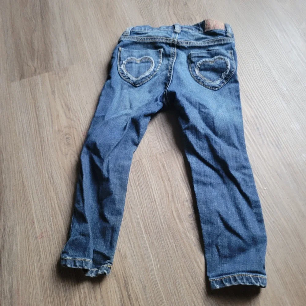 The Children's Place Jeans Girls 4T Blue Skinny Heart Pocket Distressed Denim